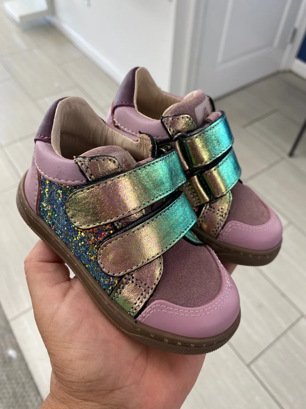 Acebos Pink Glitter Velcro Sneaker Best