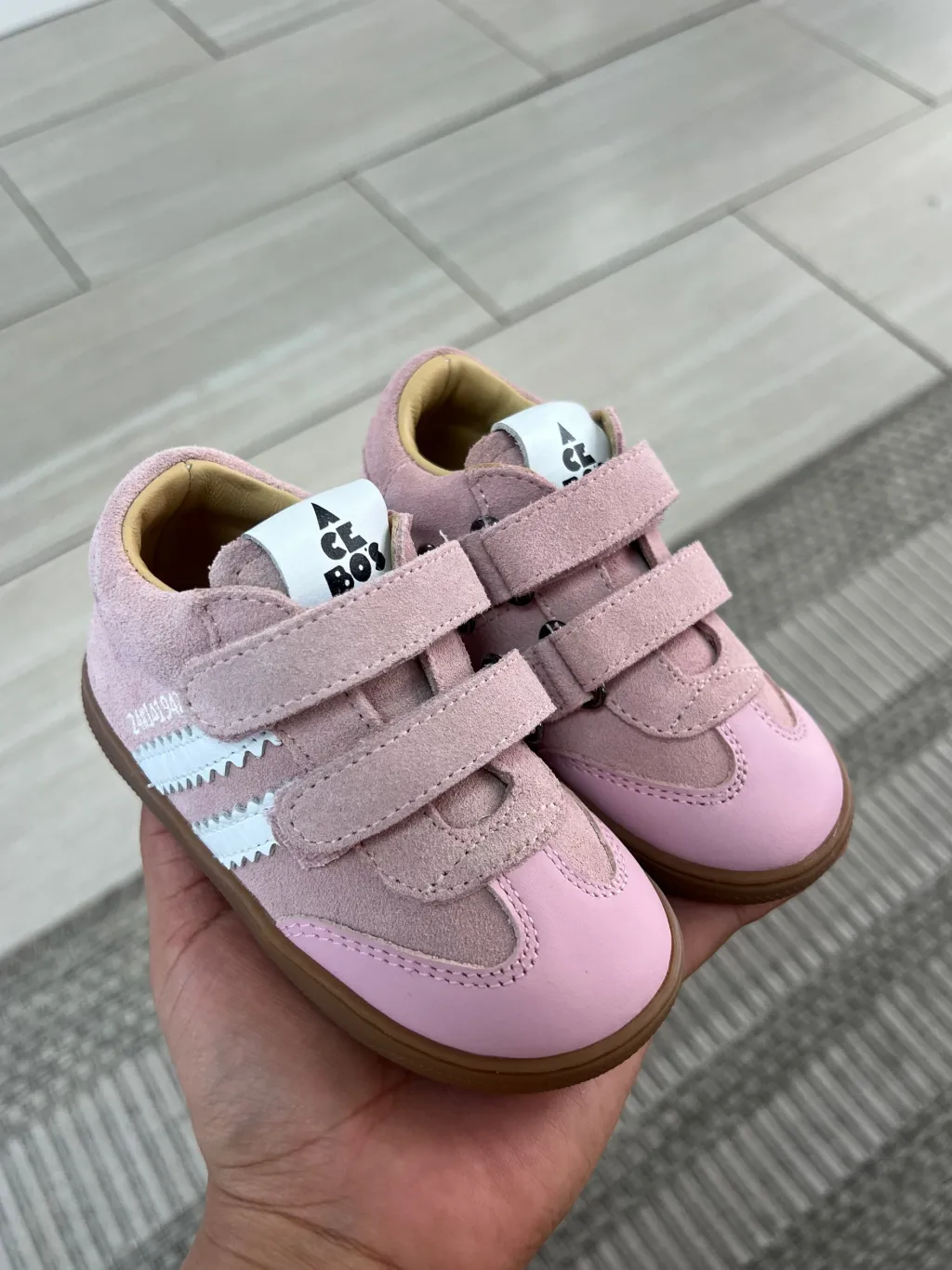 Acebos Pink Stripe Velcro Baby Sneaker Hot