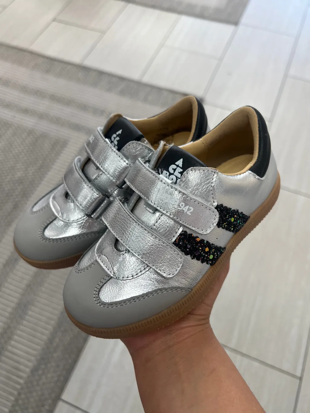 Acebos Silver Stripe Velcro Sneaker Fashion