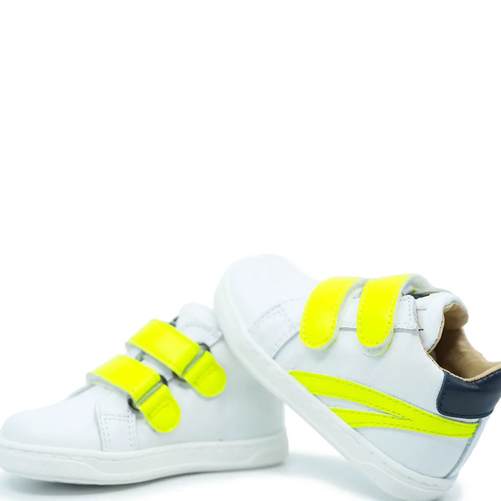 Acebos White and Neon Baby Sneaker Clearance