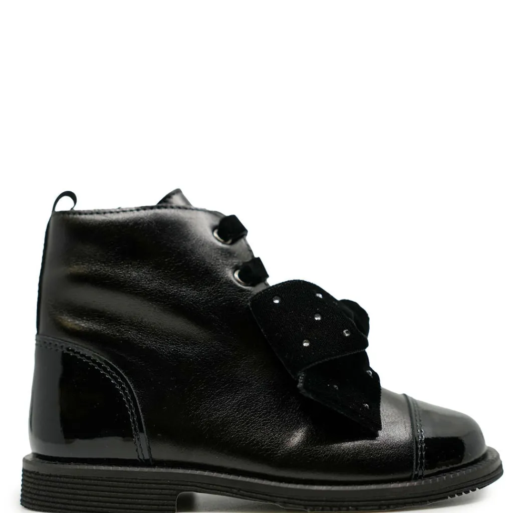 Andanines Black Patent Captoe Bow Bootie Discount