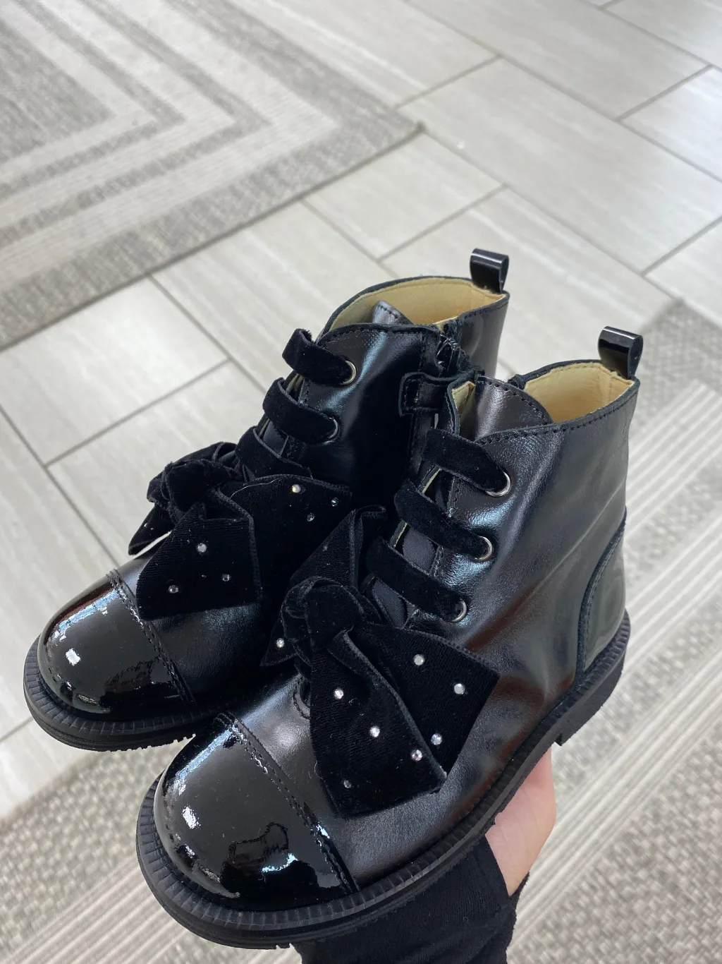 Andanines Black Patent Captoe Bow Bootie Discount