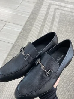 Andanines Black Textured Buckle Dress Shoe Hot