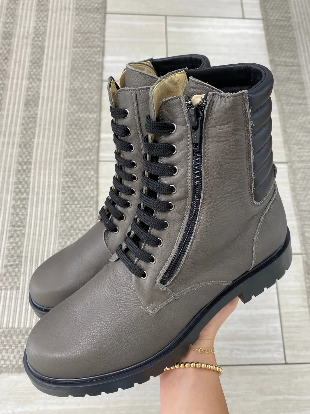 Andanines Gray Zipper Boot Discount