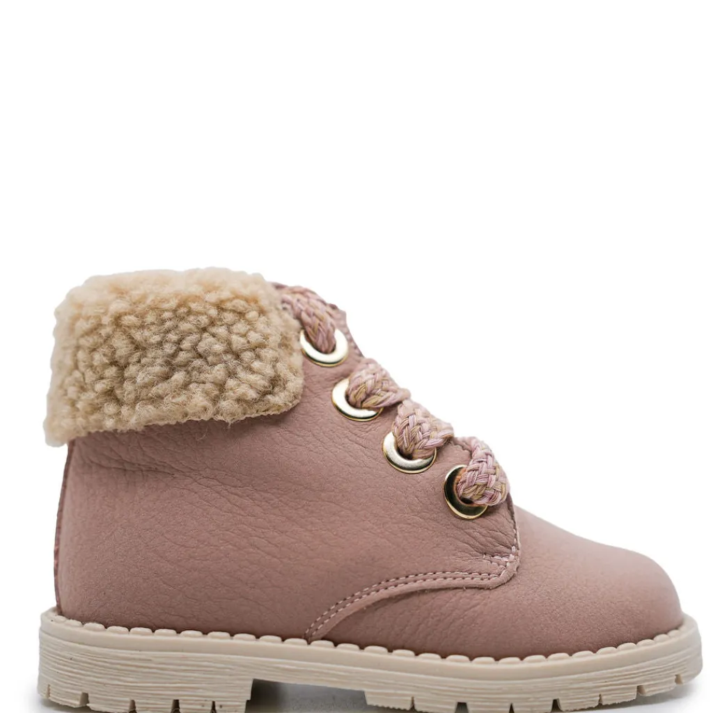 Andanines Pink Shearling Baby Boot Hot