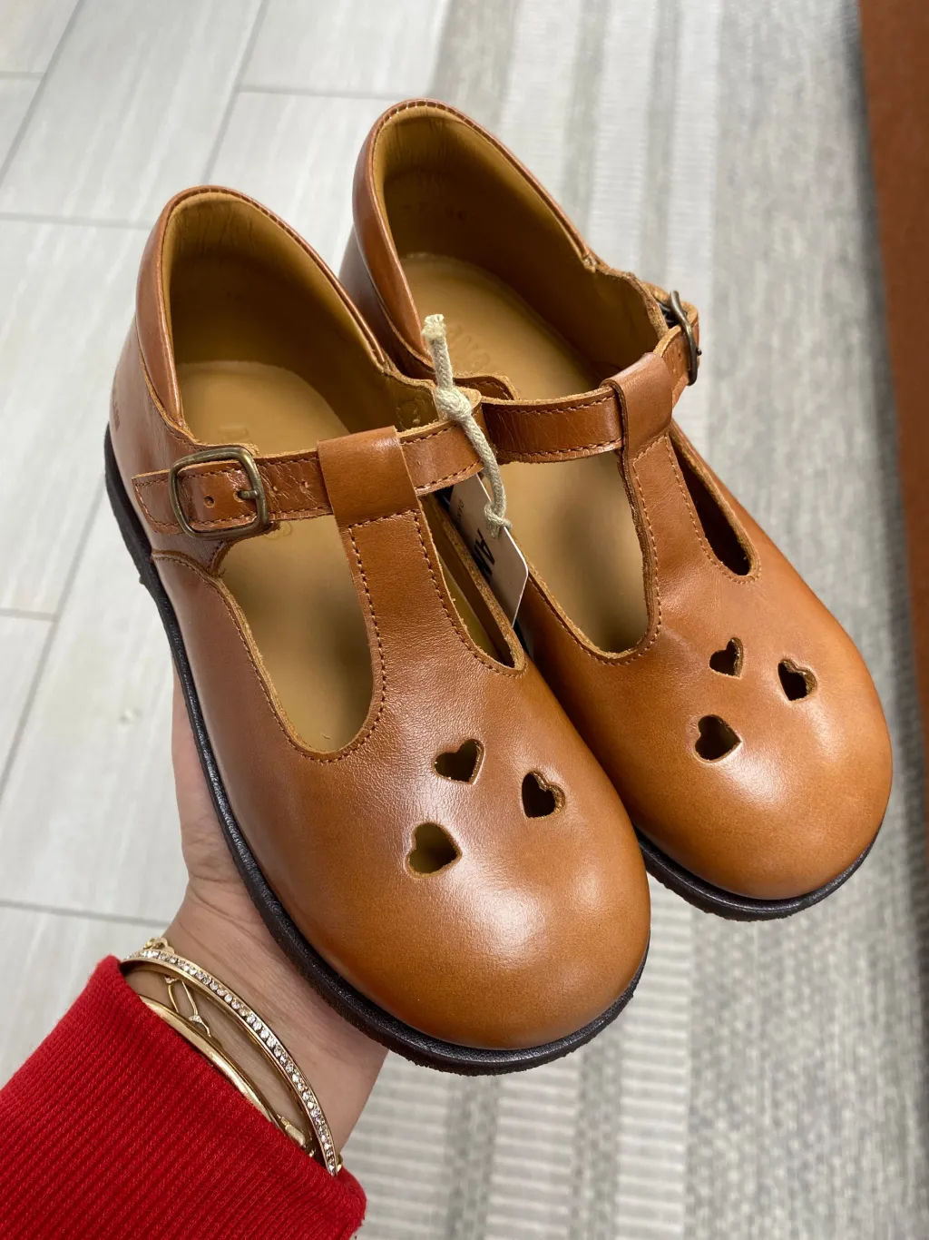 Angulus Cognac Heart Cutout Mary Jane Hot