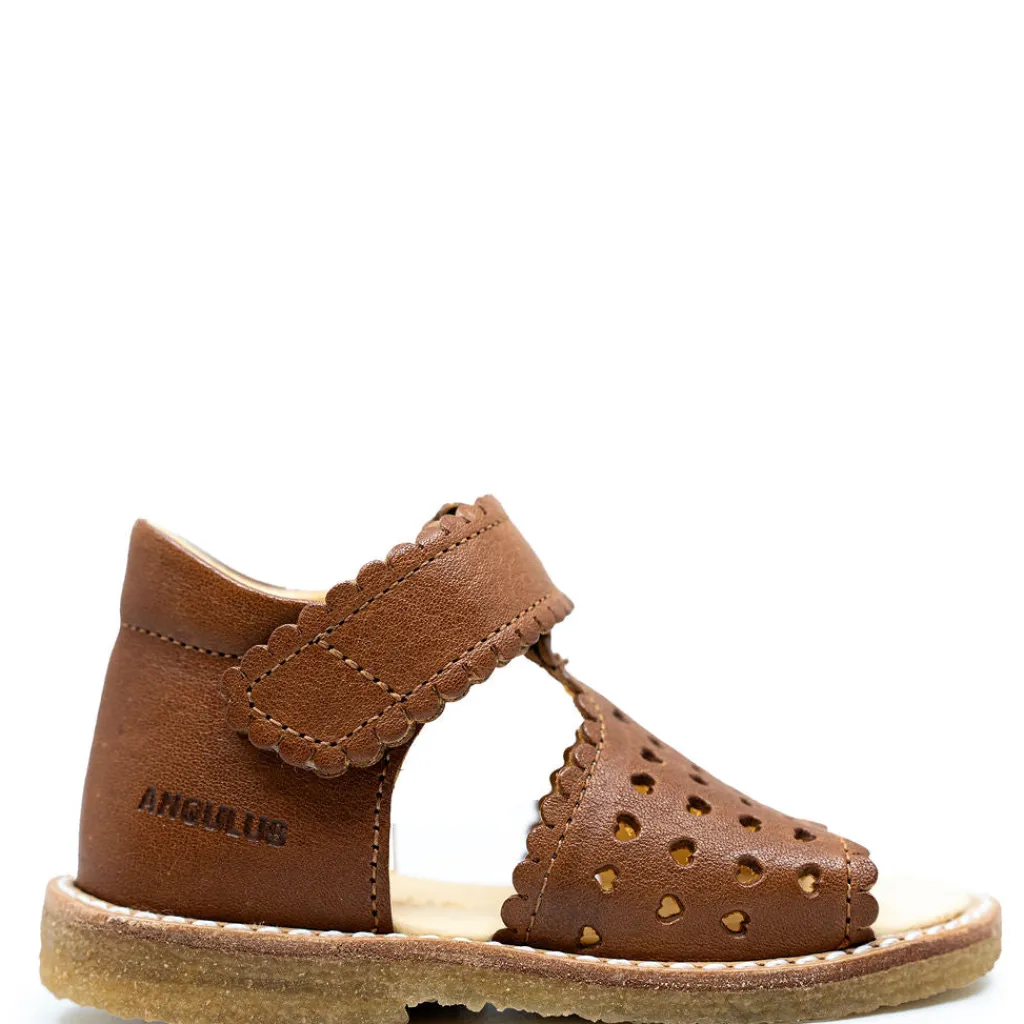 Angulus Cognac Heart Perf Baby Sandal Clearance