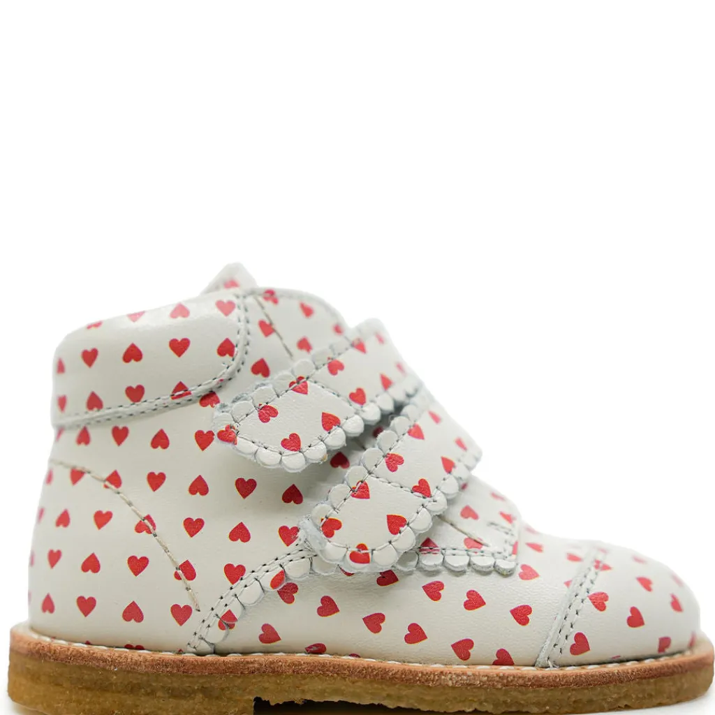 Angulus Cream Heart Velcro Bootie New