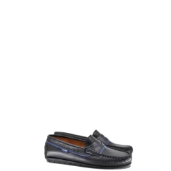 Atlanta Mocassin Black and Blue Leather Penny Loafer Discount