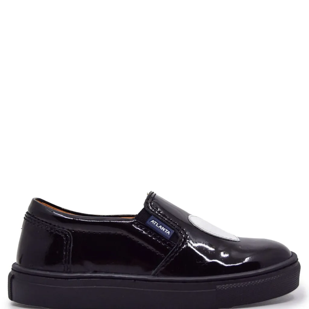 Atlanta Mocassin Black and White Patent Heart Sneaker Online