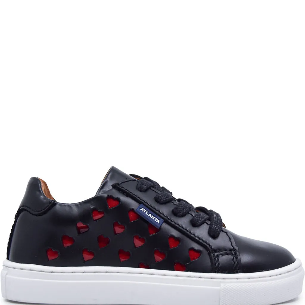 Atlanta Mocassin Black Hearts Zipper Sneaker Fashion