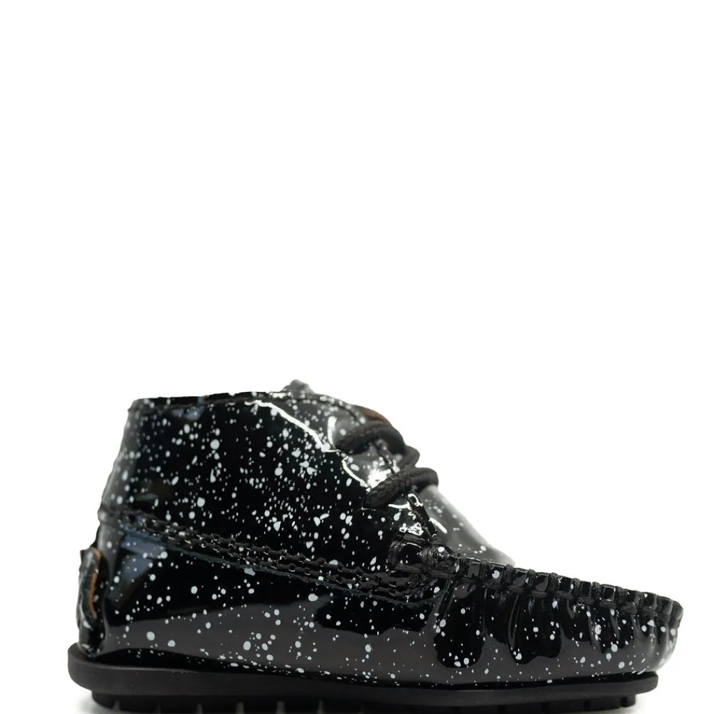 Atlanta Mocassin Black Patent Splash Baby Bootie New