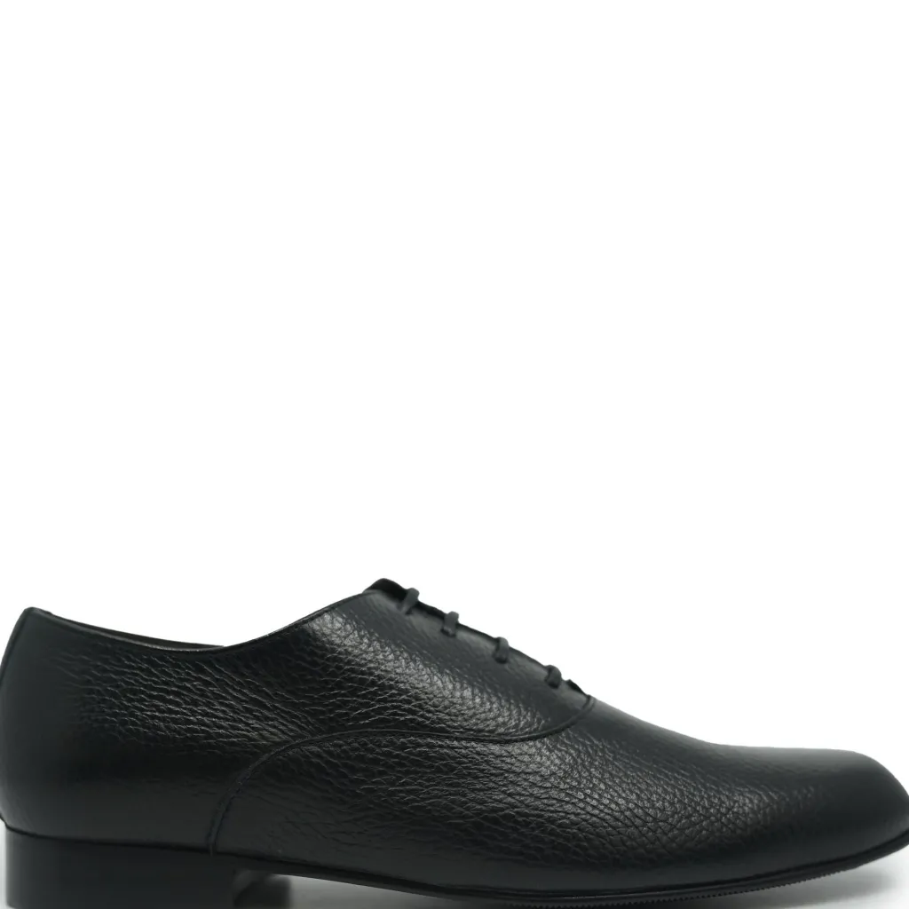 Atlanta Mocassin Black Pebbled Lace Up Shoe Fashion