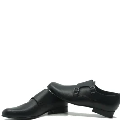 Atlanta Mocassin Black Pebbled Double Monk Dress Shoe Fashion