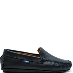Atlanta Mocassin Black Pressed Leather Loafer New