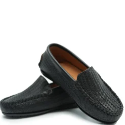 Atlanta Mocassin Black Weave Loafer Hot