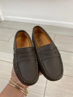 Atlanta Mocassin Dark Brown Textured Loafer New