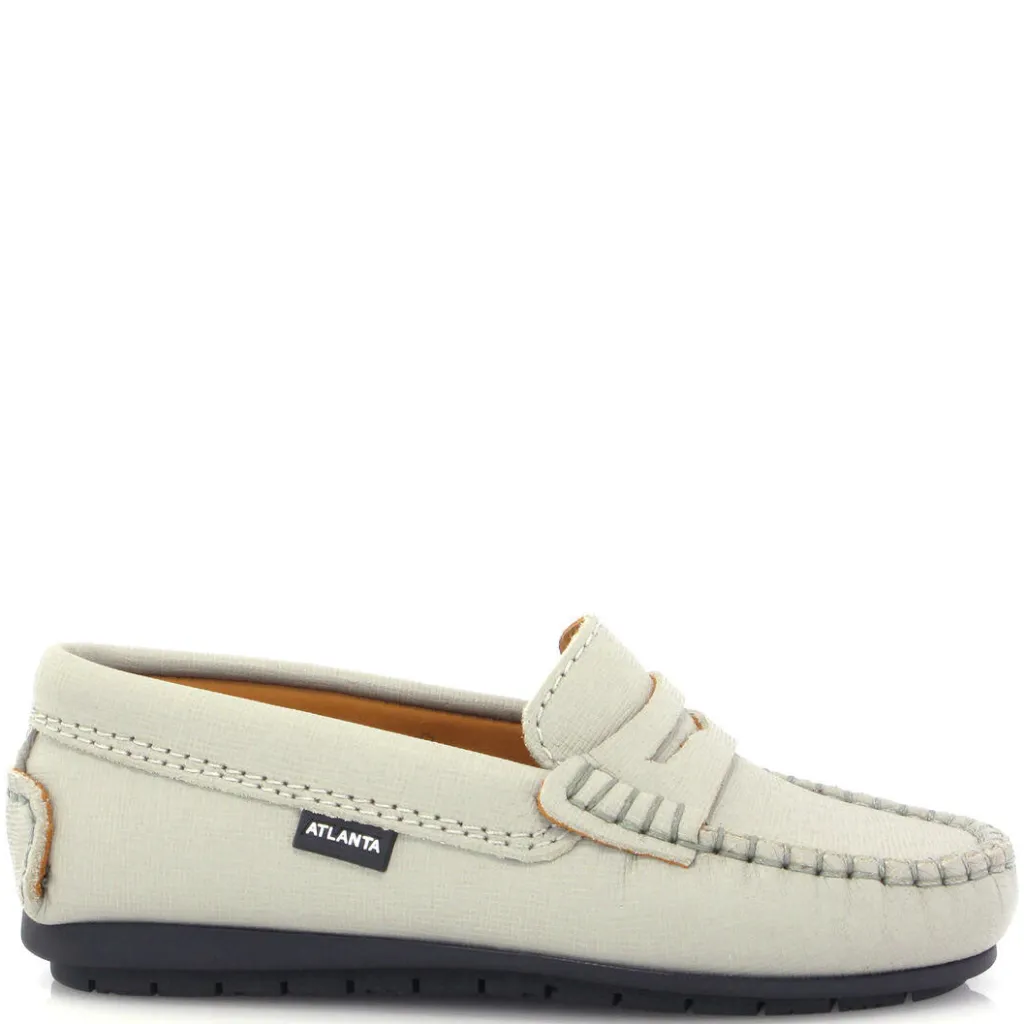 Atlanta Mocassin Gray Stone Textured Penny Loafer Best