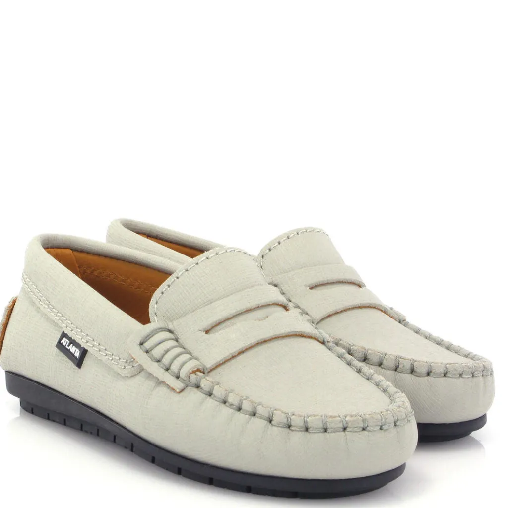 Atlanta Mocassin Gray Stone Textured Penny Loafer Best