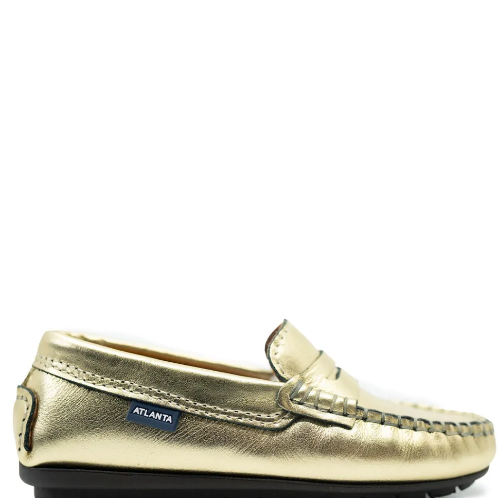 Atlanta Mocassin Metallic Gold Penny Loafer Discount
