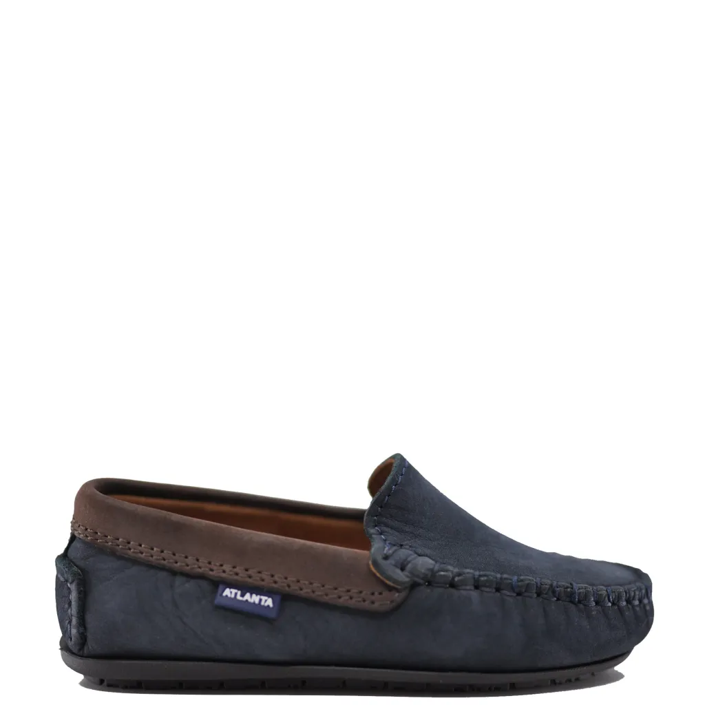 Atlanta Mocassin Navy and Brown Nubok Loafer Clearance