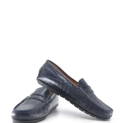 Atlanta Mocassin Navy Croc Penny Loafer Outlet