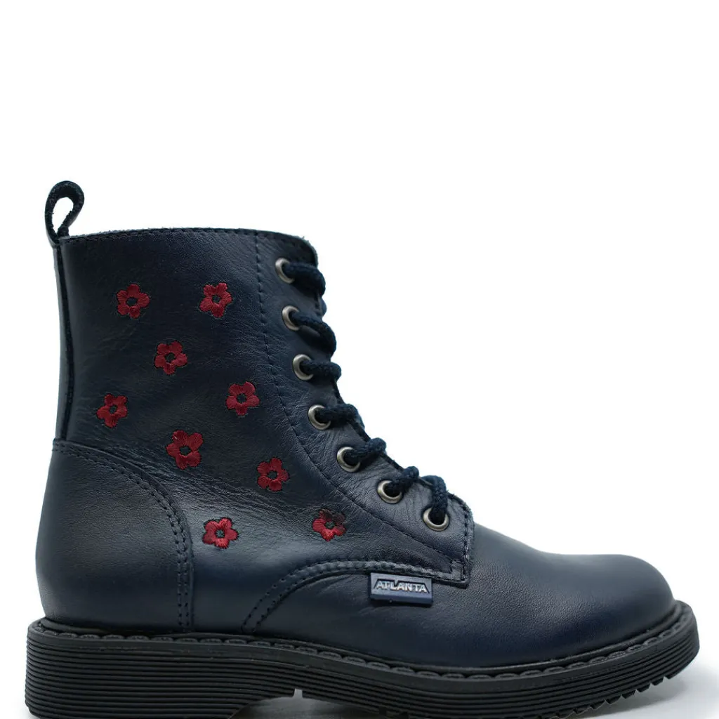 Atlanta Mocassin Navy Flower Boot New