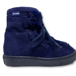 Atlanta Mocassin Navy Fur Lace Boot New