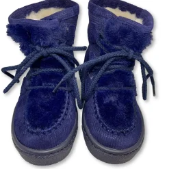 Atlanta Mocassin Navy Fur Lace Boot New