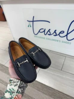 Atlanta Mocassin Navy Grain Buckle Loafer Clearance