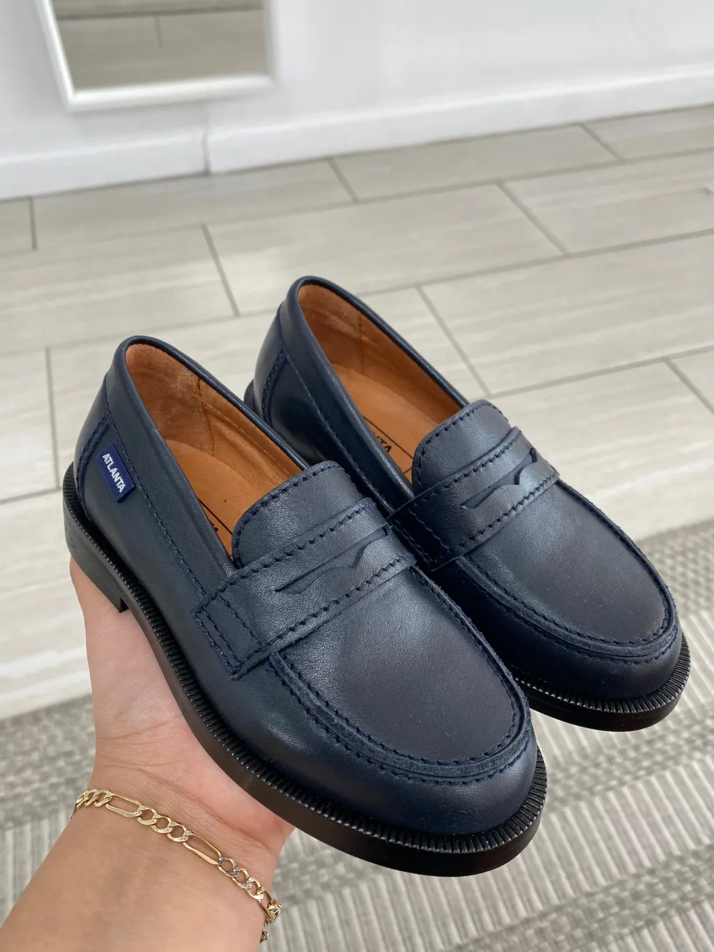 Atlanta Mocassin Navy Penny Dress Loafer Outlet