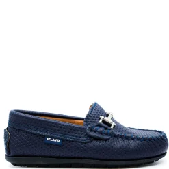 Atlanta Mocassin Navy Pressed Buckle Loafer Discount