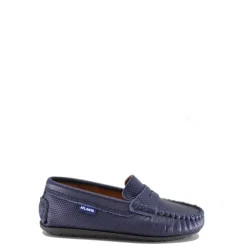 Atlanta Mocassin Navy Textured Leather Penny Loafer New