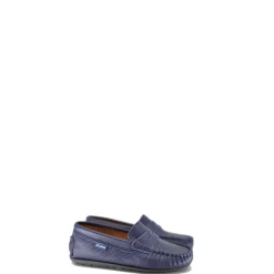 Atlanta Mocassin Navy Textured Leather Penny Loafer New