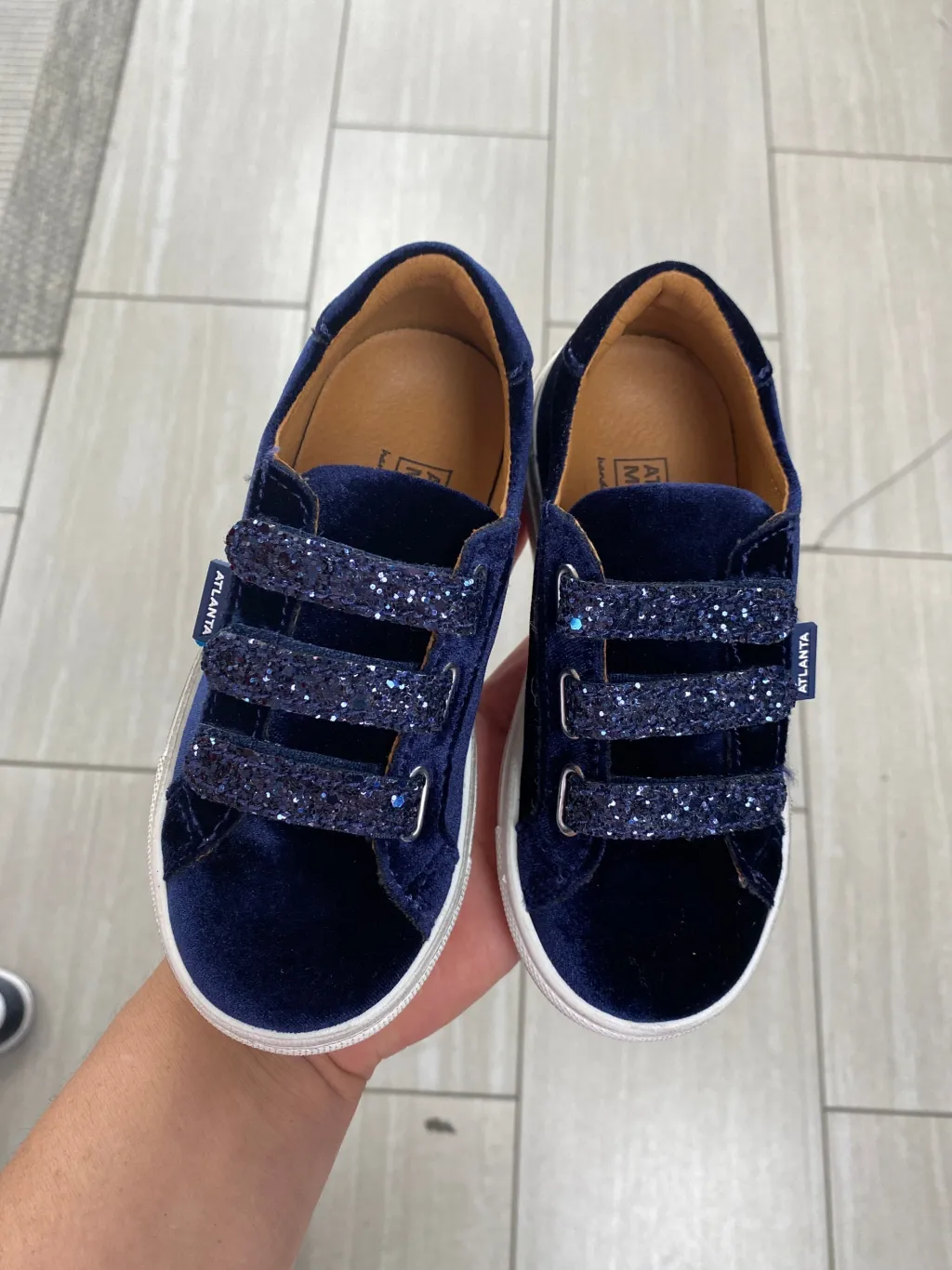 Atlanta Mocassin Navy Velvet Velcro Sneaker Sale