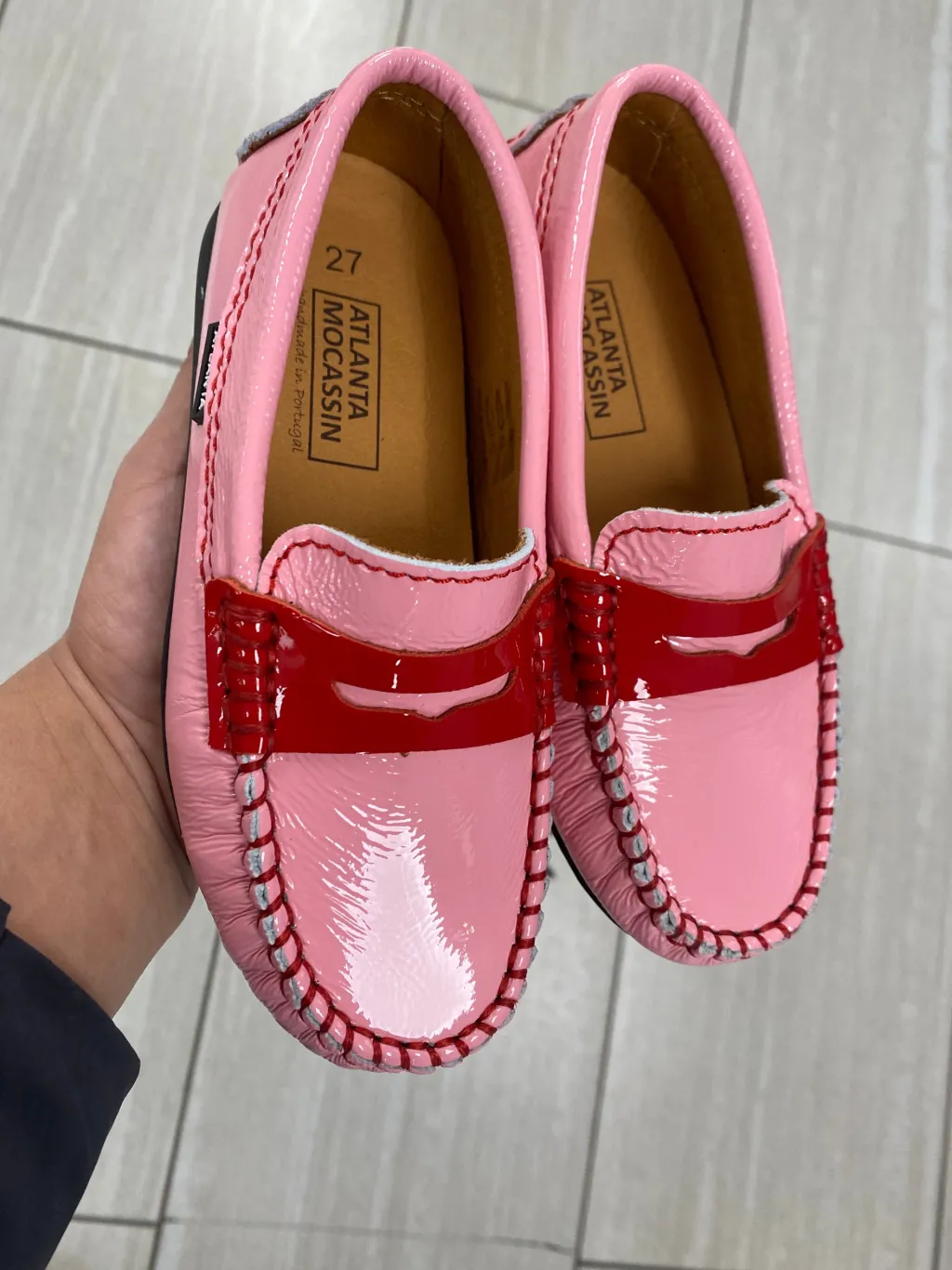 Atlanta Mocassin Pink And Red Penny Loafer Outlet