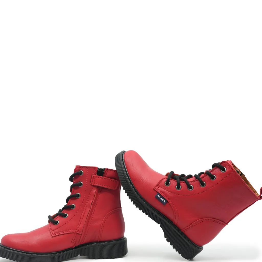 Atlanta Mocassin Red Leather Bootie Clearance
