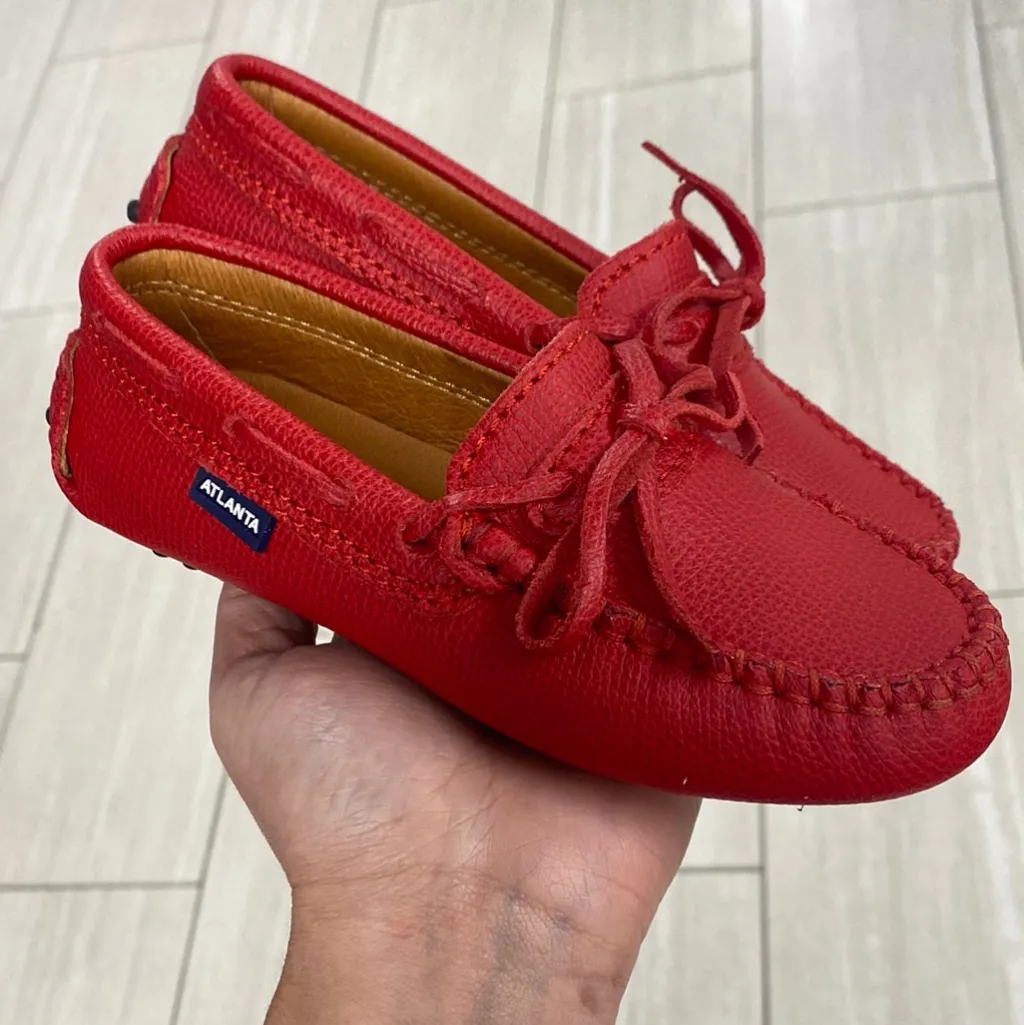 Atlanta Mocassin Red Pebbled Boat Loafer Outlet