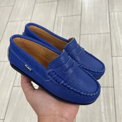 Atlanta Mocassin Royal Blue Pebbled Penny Loafer Hot