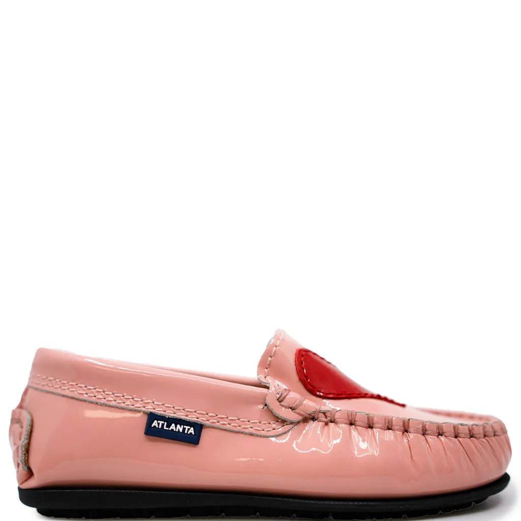 Atlanta Mocassin Salmon Patent Heart Loafer Fashion