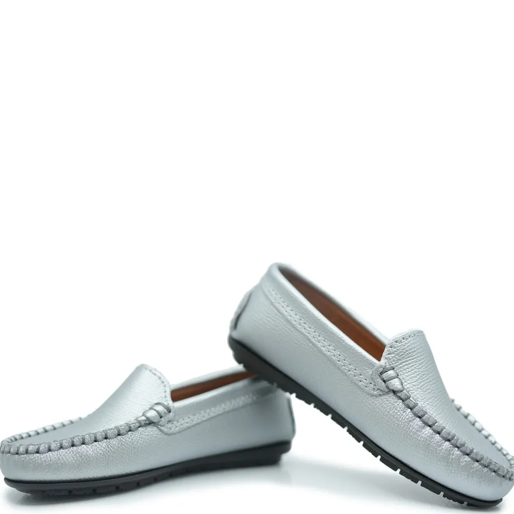 Atlanta Mocassin Silver Pebbled Loafer Discount