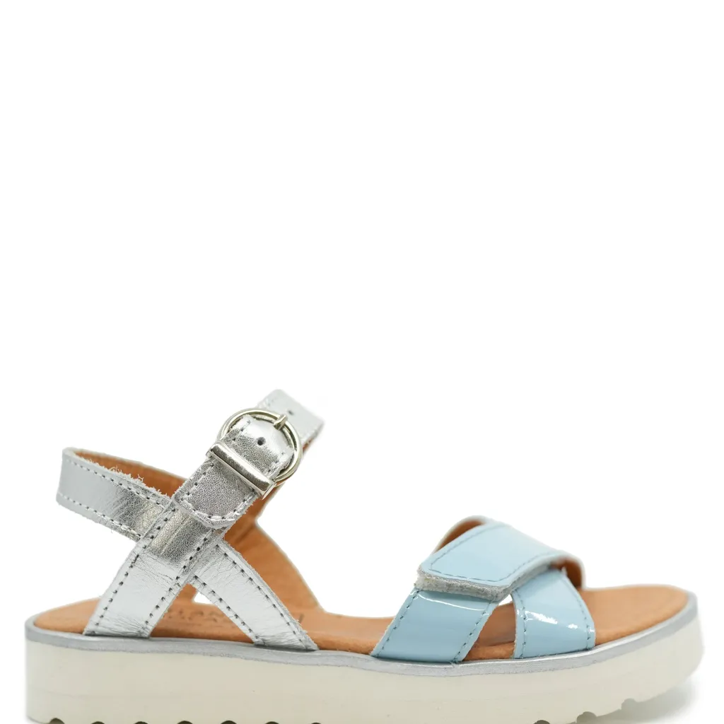 Atlanta Mocassin Sky Blue and Silver Sandal Best