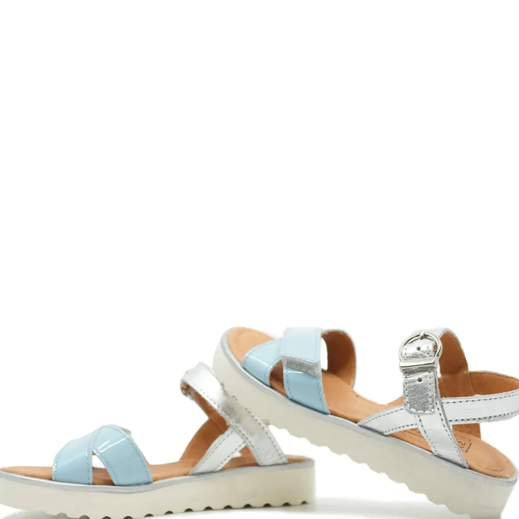 Atlanta Mocassin Sky Blue and Silver Sandal Best