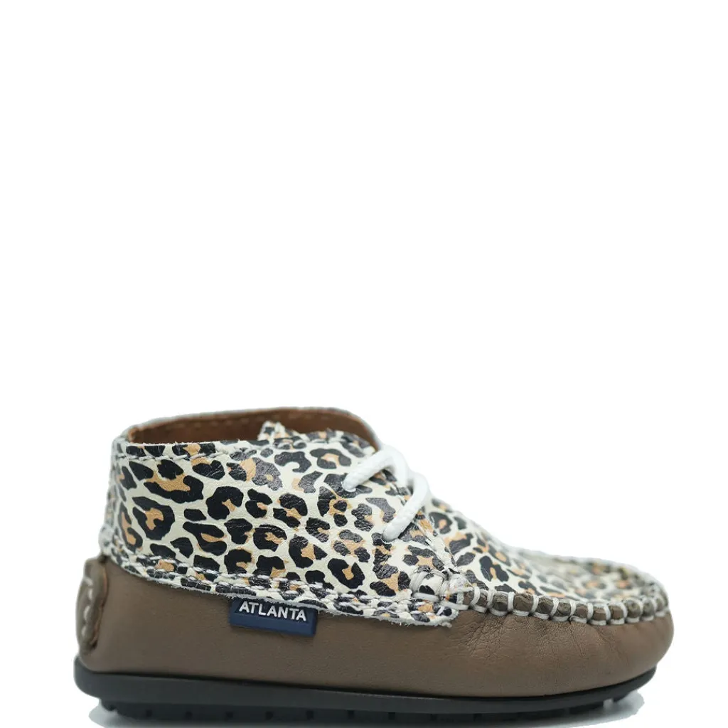 Atlanta Mocassin Taupe Leopard Baby Bootie Sale