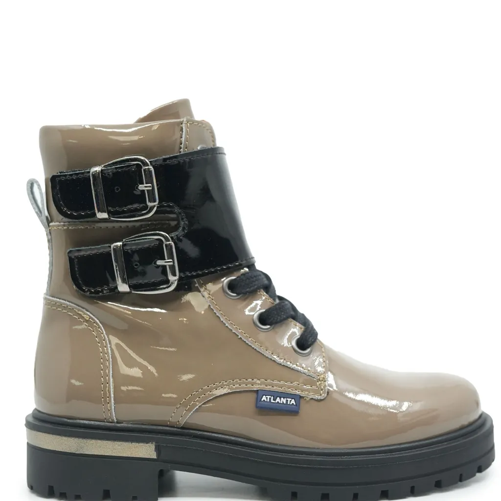 Atlanta Mocassin Toffee Patent Buckle Boot Sale