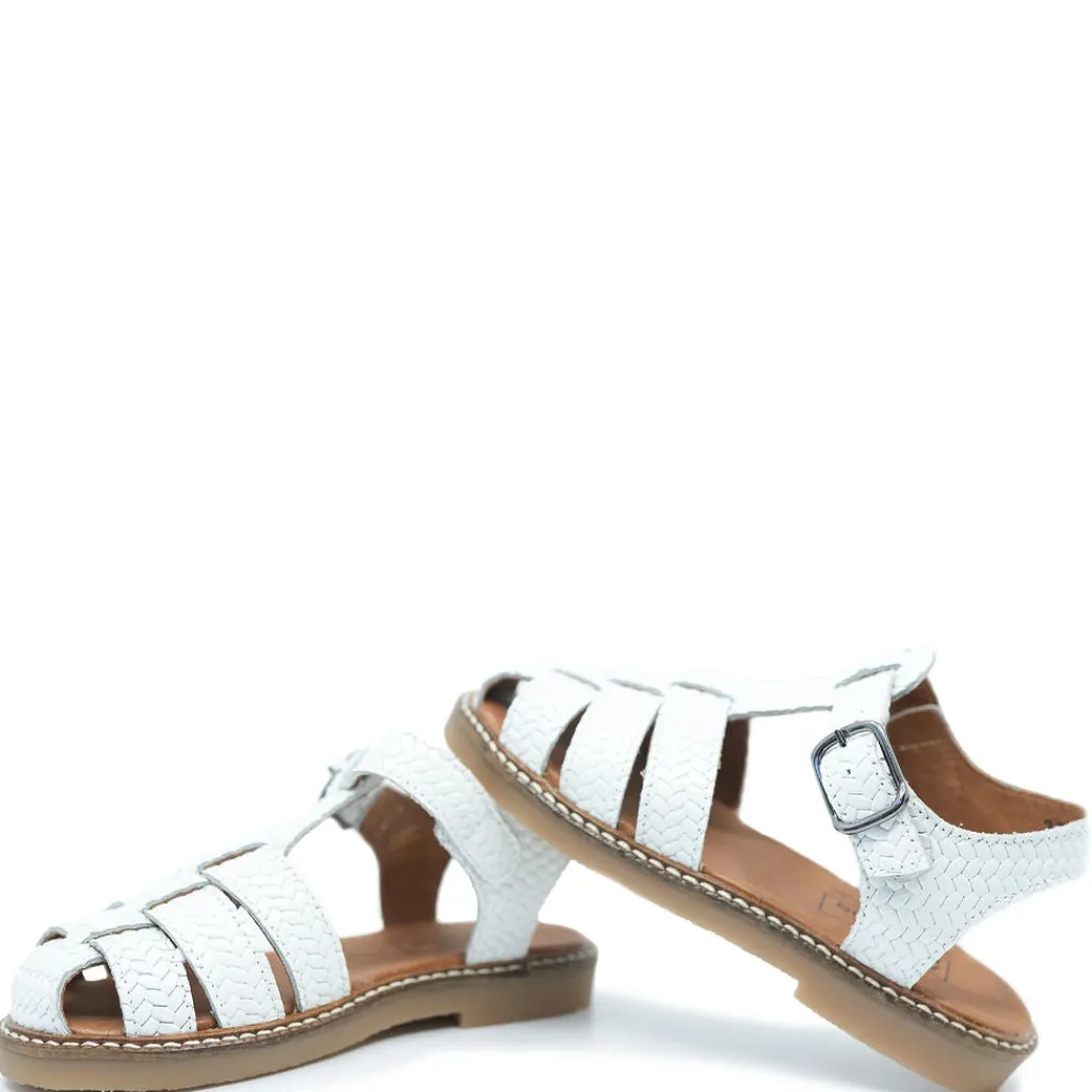 Atlanta Mocassin White Braided Gladiator Sandal Outlet