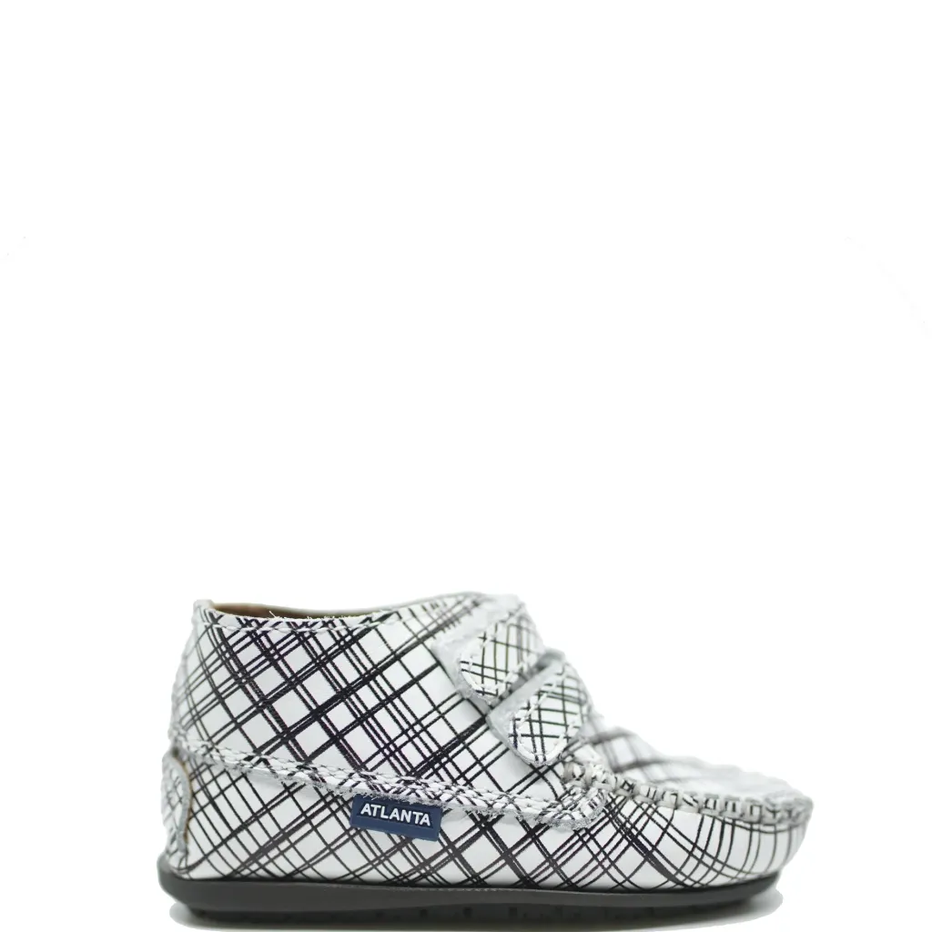 Atlanta Mocassin White Geometric Velcro Baby Bootie Outlet
