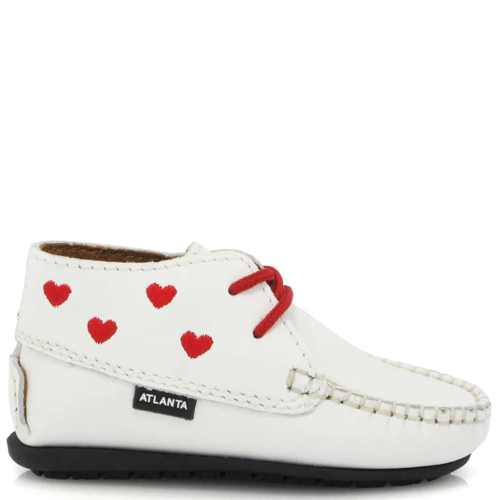 Atlanta Mocassin White Hearts Baby Bootie Best