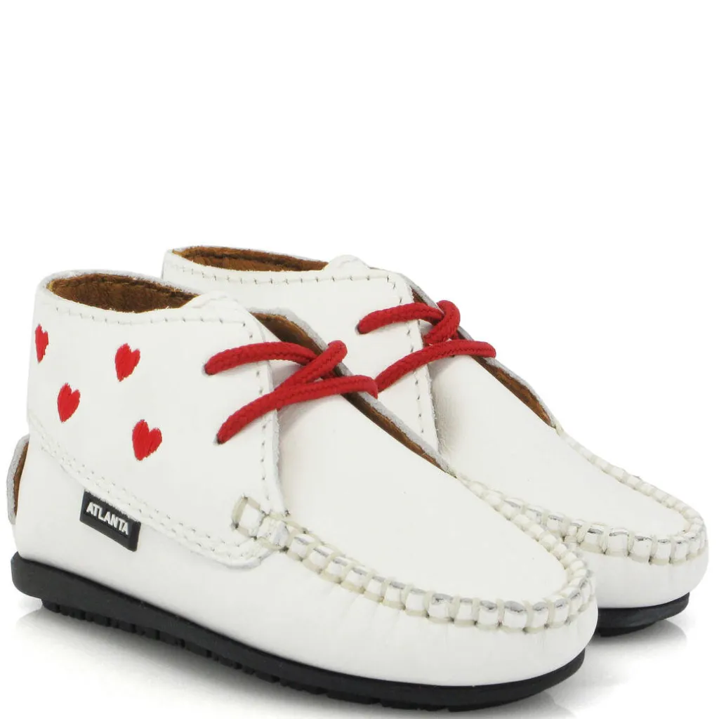 Atlanta Mocassin White Hearts Baby Bootie Best