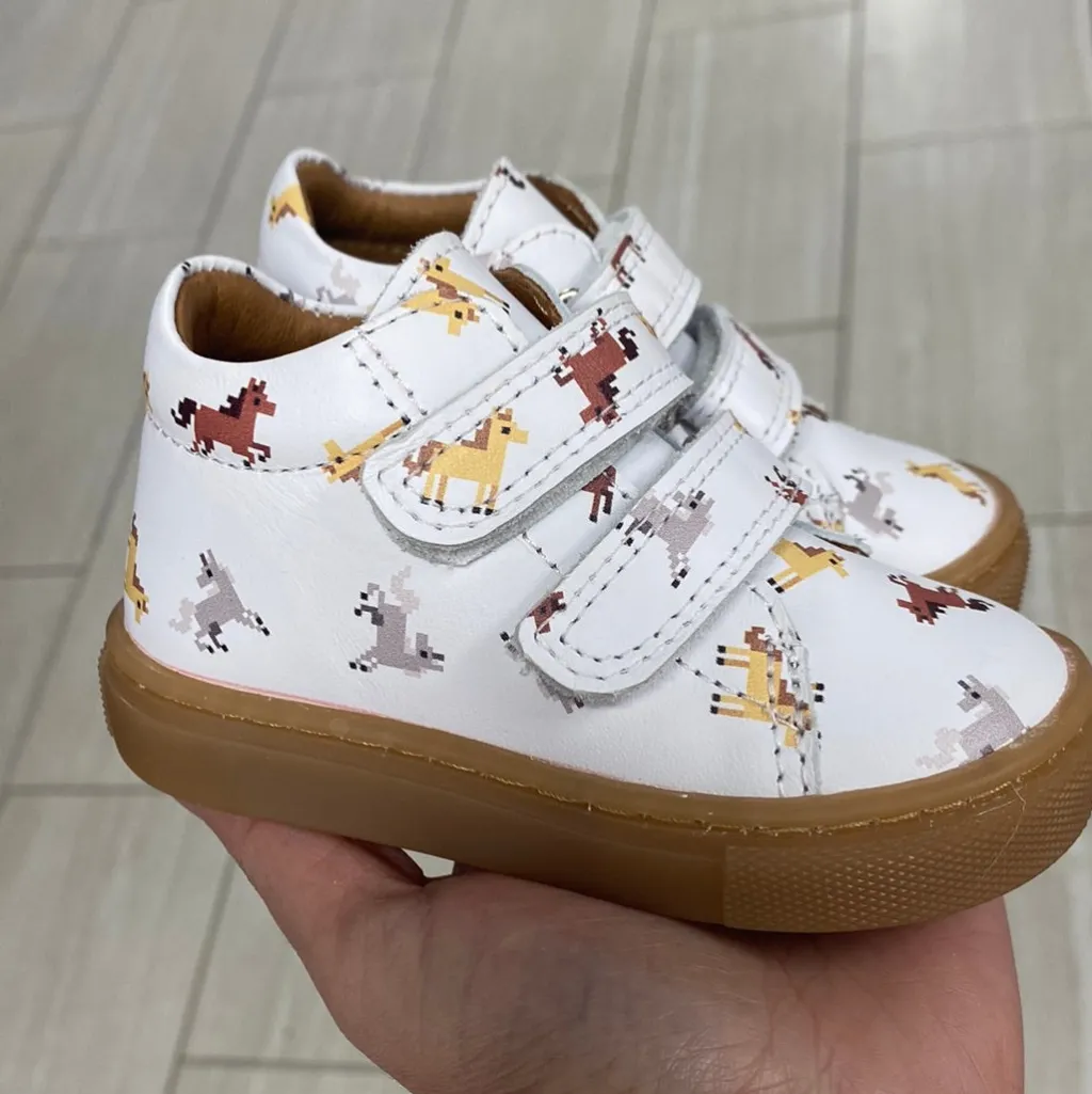 Atlanta Mocassin White Horse Print Baby Sneaker Clearance
